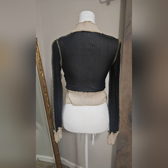 BLUE BLUSH fitted mesh long sleeve mock neck sweater trim top. Size small NWT - Picture 13 of 16